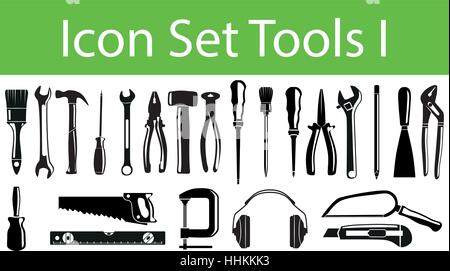 Outils Icon Set I avec 23 icônes pour l'utilisation créative en design graphique Illustration de Vecteur