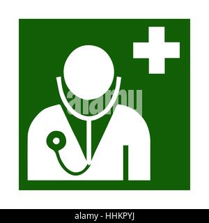 Icônes d'urgence incendie vecteur. Des signes d'évacuations. La médecine d'urgence appelez en vert. Poitrine. Médecin. Illustration de Vecteur