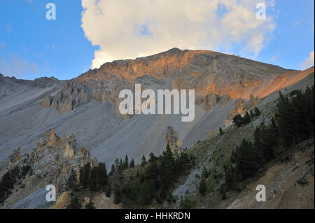 Alpes, France, l'érosion, coucher de soleil, les intempéries, les montagnes, le coucher du soleil, l'Europe, Banque D'Images