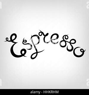 Vector hand-drawn cute lettrage. Le Latte Macchiato. Lettres noires. Illustration de Vecteur