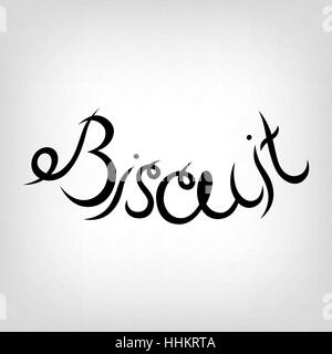 Vector hand-drawn cute lettrage. Biscuit. Lettres noires. Illustration de Vecteur