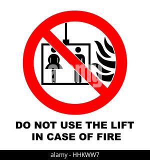 Icônes d'urgence incendie vecteur. Des signes d'évacuations. N'utilisez pas l'ascenseur en cas d'incendie. Illustration de Vecteur