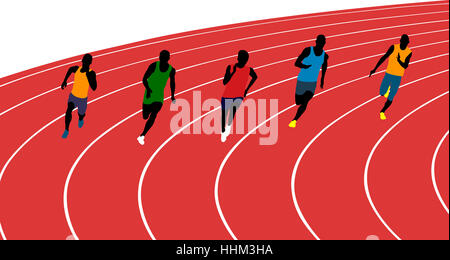 L'homme pour les coureurs d'athlètes dans le stade sprint vector illustration Banque D'Images