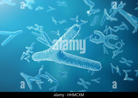 Arrière-plan scientifique sur les chromosomes. La vie et de la biologie, de la médecine concept scientifique avec effet focus, rendu 3D Banque D'Images