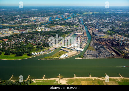 Port parallèle, Duisburg-Hochfeld, du Rhin, de la Ruhr, Duisburg, Rhénanie du Nord-Westphalie, Allemagne Banque D'Images