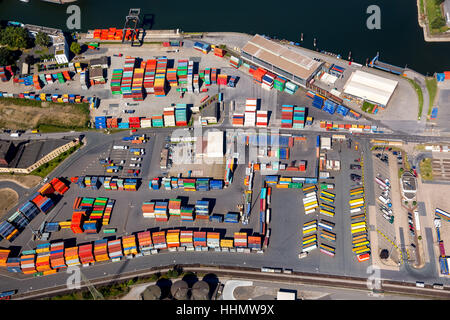 Terminal à conteneurs, Duisport, port intérieur, du Rhin, de la Ruhr, Duisburg, Rhénanie du Nord-Westphalie, Allemagne Banque D'Images