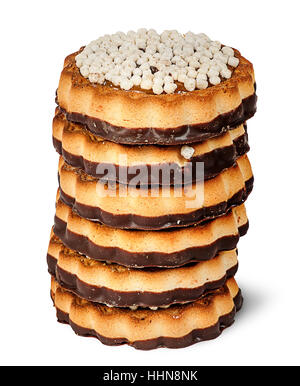 Les cookies au chocolat pile isolé sur fond blanc Banque D'Images