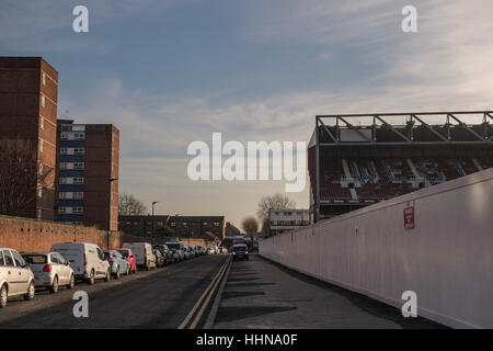 Des travaux de démolition continue à West Ham's Boleyn ground. Banque D'Images