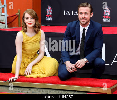 8 décembre 2016 - Hollywood Ryan Gosling et Emma Stone Banque D'Images