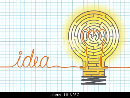 Le labyrinthe en ampoule, labyrinthe, labyrinthe jeu idée, l'entrée et à la sortie, illustration vectorielle, grande idée, de créer des cours, la créativité business Illustration de Vecteur