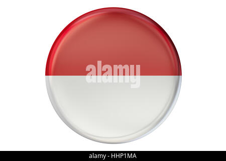 Badge avec le drapeau de l'Indonésie, rendu 3D isolé sur fond blanc Banque D'Images