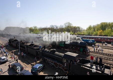 Warszawa, Pologne - le 28 avril 2012 Défilé des locomotives de chemin de fer à Warszawa dans l'ouest de la Pologne. Banque D'Images