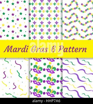 Seamless pattern set Mardi Gras. Collection de papier numérique, l'arrière-plan, la texture. Illustration de Vecteur