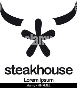 Steakhouse Logo Design Concept. Illustration de Vecteur