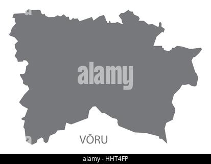 Voru Estonie Map en gris Illustration de Vecteur