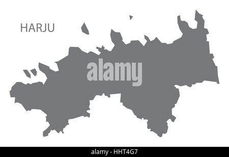 Carte de l'Estonie Harju en gris Illustration de Vecteur