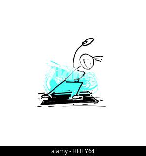 Doodle croquis stick figure humaine jeune homme va dans des sports Illustration de Vecteur