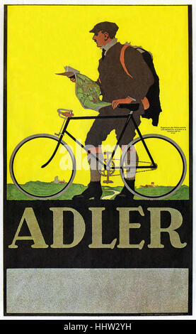 Bicyclettes Adler (annonce Adlerwerke Eigentum der vorm Heinrich Kleyer, Francfort) . Au début des années 1900. Banque D'Images