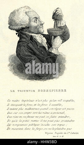 Maximilien Robespierre (6 mai 1758 - 28 juillet 1794). La caricature française de 1794. Sous-titre suivant 'Le Triumvir de Robespierre / La Banque D'Images