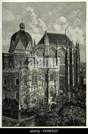 Cathédrale d'Aix / la cathédrale d'Aix-la-Chapelle, la gravure du xixe siècle Banque D'Images