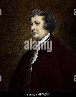 Edmund Burke, gravure après le travail par Sir Joshua Reynolds, 1767-1769. Edmund Burk, homme d'État irlandais, le théoricien politique, et Banque D'Images