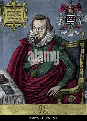 Robert Cecil, comte de Salisbury, après une gravure par Renold Elstrak, ch. 1607. RC : homme politique, chef des Services et ministre de Banque D'Images