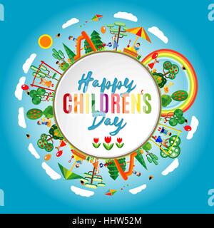 Happy children's day. Vector illustration de l'affiche de la journée mondiale de l'enfance. Arrière-plan de jour pour enfants Illustration de Vecteur