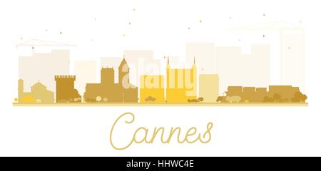 Ville de cannes golden silhouette. vector illustration. simple télévision concept pour tourisme présentation, bannière, un placard ou un site web. Les voyages d'affaires Illustration de Vecteur