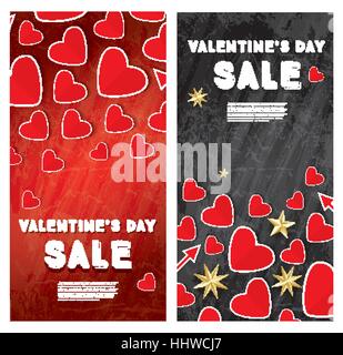 Valentine's Day Sale Banner Set avec coeurs rouges. Vector Illustration. Illustration de Vecteur