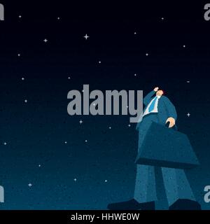 Recherche homme dans la nuit. Vector illustration. Illustration de Vecteur