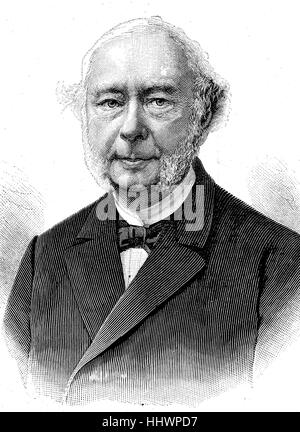 Georg Friedrich Wilhelm Roscher, Octobre 21, 1817 - 4 juin 1894, était un économiste allemand de Hanovre, image historique ou illustration, publié 1890, l'amélioration numérique Banque D'Images