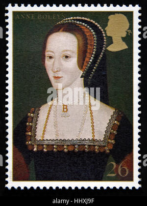 Timbre-poste. La Grande-Bretagne. La reine Elizabeth II. 1997. 450e. Anniversaire de la mort du Roi Henry VIII. Anne Boleyn. Banque D'Images