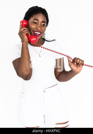 Origine africaine femme appelant Phone Concept Banque D'Images