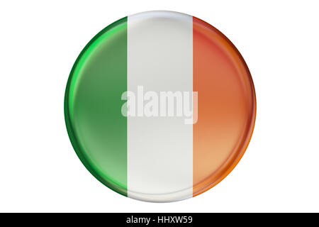 Badge avec pavillon de l'Irlande, 3D Rendering isolé sur fond blanc Banque D'Images