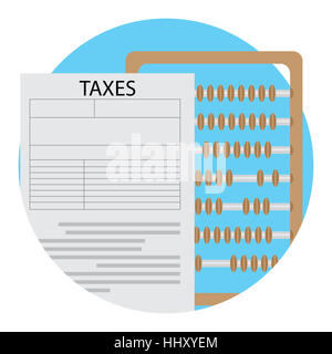 L'icône d'impôt nombre de vecteur. Taxe de comptage avec abacus illustration étiquette badge Banque D'Images