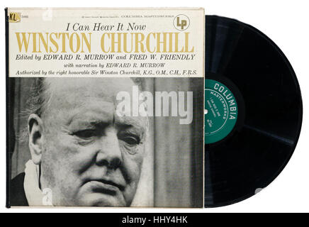 Un disque vinyle de célèbres discours de Winston Churchill Banque D'Images