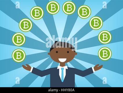 Illustration vecteur de millionnaire Bitcoin comme exemple de réussite dans l'industrie de la technologie Illustration de Vecteur