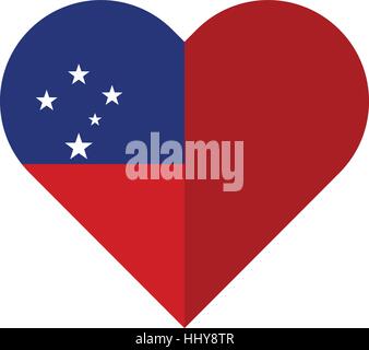 Image vectorielle du Samoa drapeau appartement coeur Illustration de Vecteur