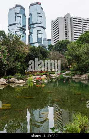 Le lac à Hong Kong park Banque D'Images