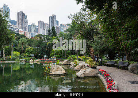 Le lac à Hong Kong park Banque D'Images