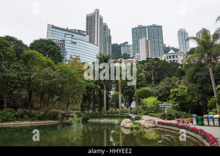 Le lac à Hong Kong park Banque D'Images