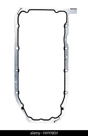 Joint en caoutchouc-métal carter moteur voiture, isoler on white Banque D'Images
