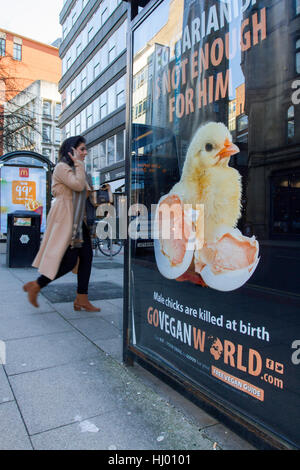 Le végétarisme Publicité,Deansgate, Manchester, UK Banque D'Images