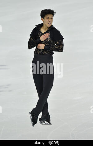 Kansas City, USA. 20 Jan, 2017. NATHAN CHEN en action au cours de la le programme court tenu au Sprint Center, Kansas City, Missouri. Credit : Amy Sanderson/ZUMA/Alamy Fil Live News Banque D'Images