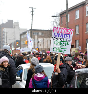 Ottawa, Canada - le 21 janvier 2017 : Des milliers de femmes se rassemblent pour la Marche des femmes à Washington, à Ottawa version. L'événement est un stand pour les droits des femmes et a lieu un jour après l'inauguration de l'atout de Donald. Crédit : Paul McKinnon/Alamy Live News Banque D'Images