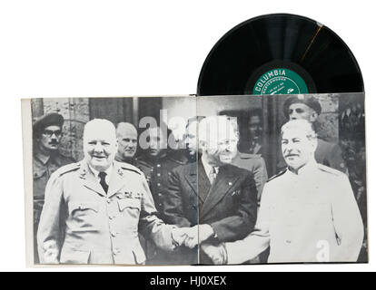 Un disque vinyle de célèbres discours de Winston Churchill Banque D'Images