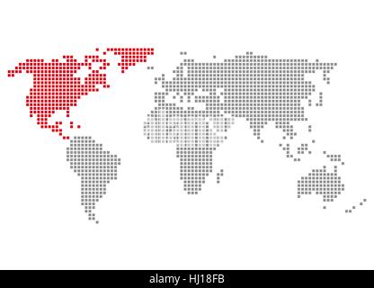 Carte, Amérique du Nord, monde, planète, la terre, le monde, continents, continent, atlas, Banque D'Images