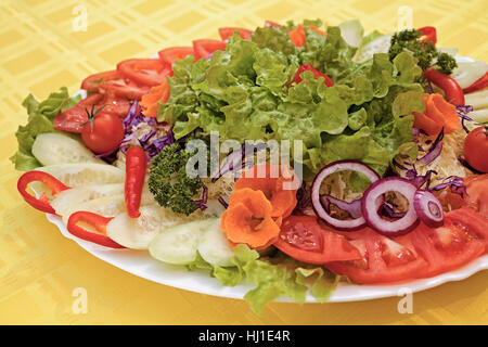 Salade Mixte connu comme le 'jardin' sur la grande assiette Banque D'Images