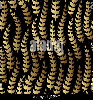 Vector abstract floral seamless pattern. Direction générale de l'or sur fond noir. Illustration de Vecteur