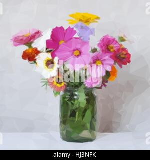 Fleurs Bouquet low poly Illustration de Vecteur